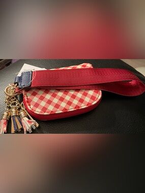 Red Gingham Wristlet with Tassel Charm